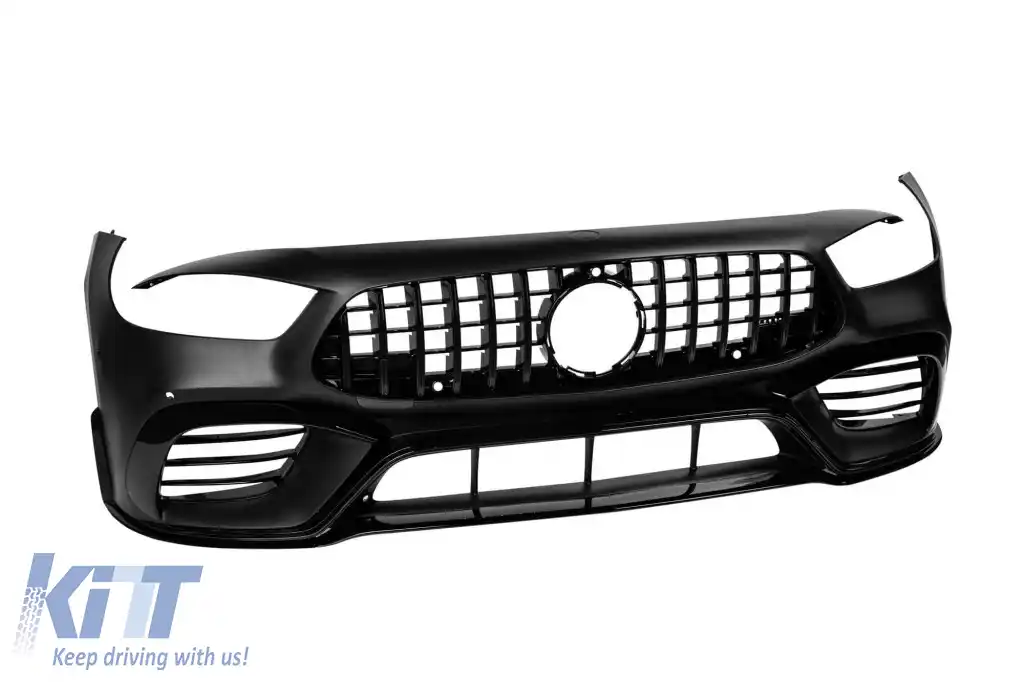 Bumper frontal A Design tip GT63 cu grilaj de lac negru tip GT potrivit pentru Mercedes A Design GT Coupe cu 4 uși după 2019-image-6265853