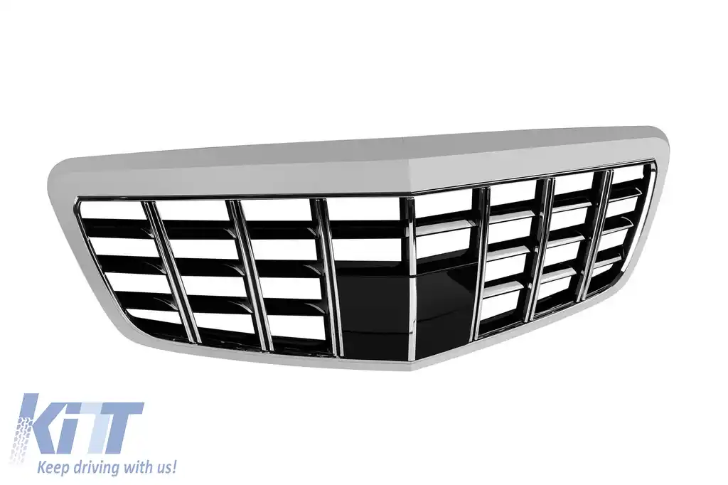 Bumper frontal A Design tip S63, S65 cu grilă Brabus crom/negru, potrivit pentru Mercedes S-Class W221 2006-2013 cu lumini de zi-image-6149922