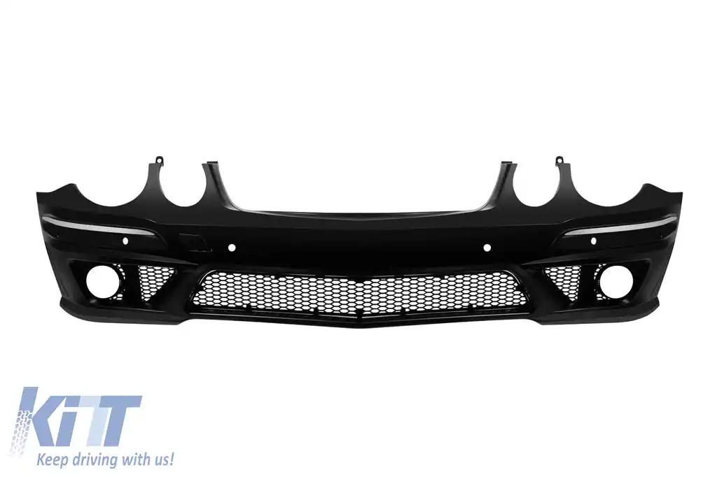 image-55-Bumper frontal design A potrivit pentru Mercedes E-Class W211 2007-2009 cu PDC, sedan, break