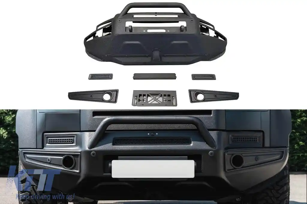 image-9-Bumper frontal metalic cu bar de protecție potrivit pentru Land Rover Defender după 2020