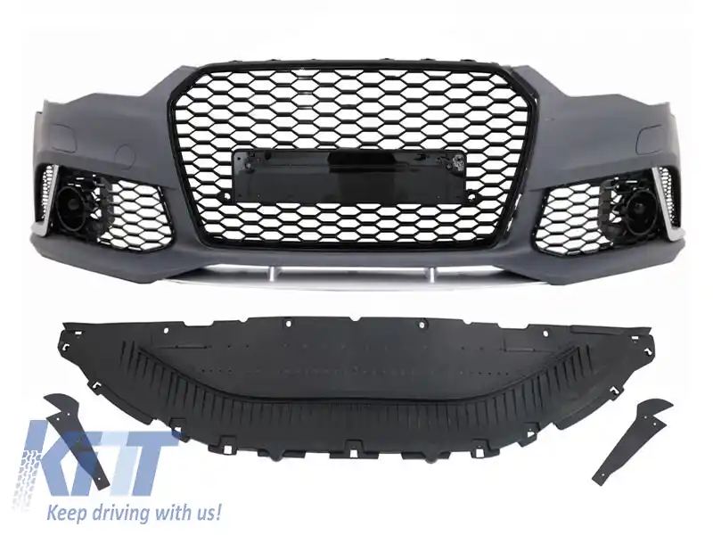 Bumper frontal RS6 potrivit pentru Audi A6 C7 4G 2015-2018 cu PDC, cu capace pentru duze de spălare