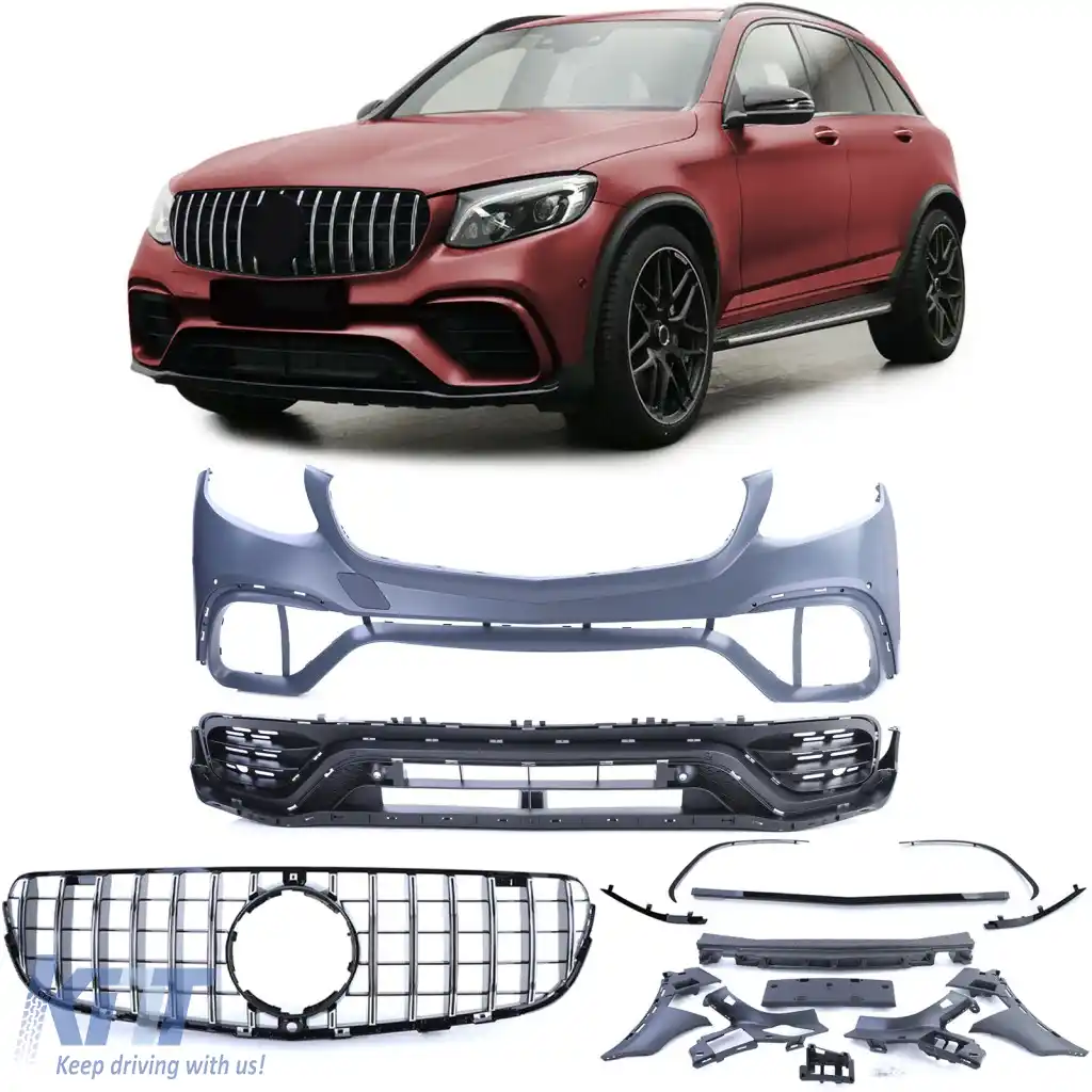 Bumper frontal sport cu grilaj potrivit pentru Mercedes GLC SUV X253 15-19