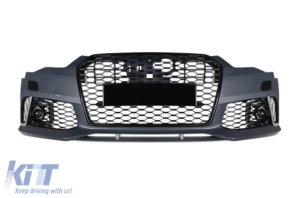 Bumper frontal tip RS6 potrivit pentru Audi A6 C7 4G 2015-2018 cu PDC, cu capacete pentru duze