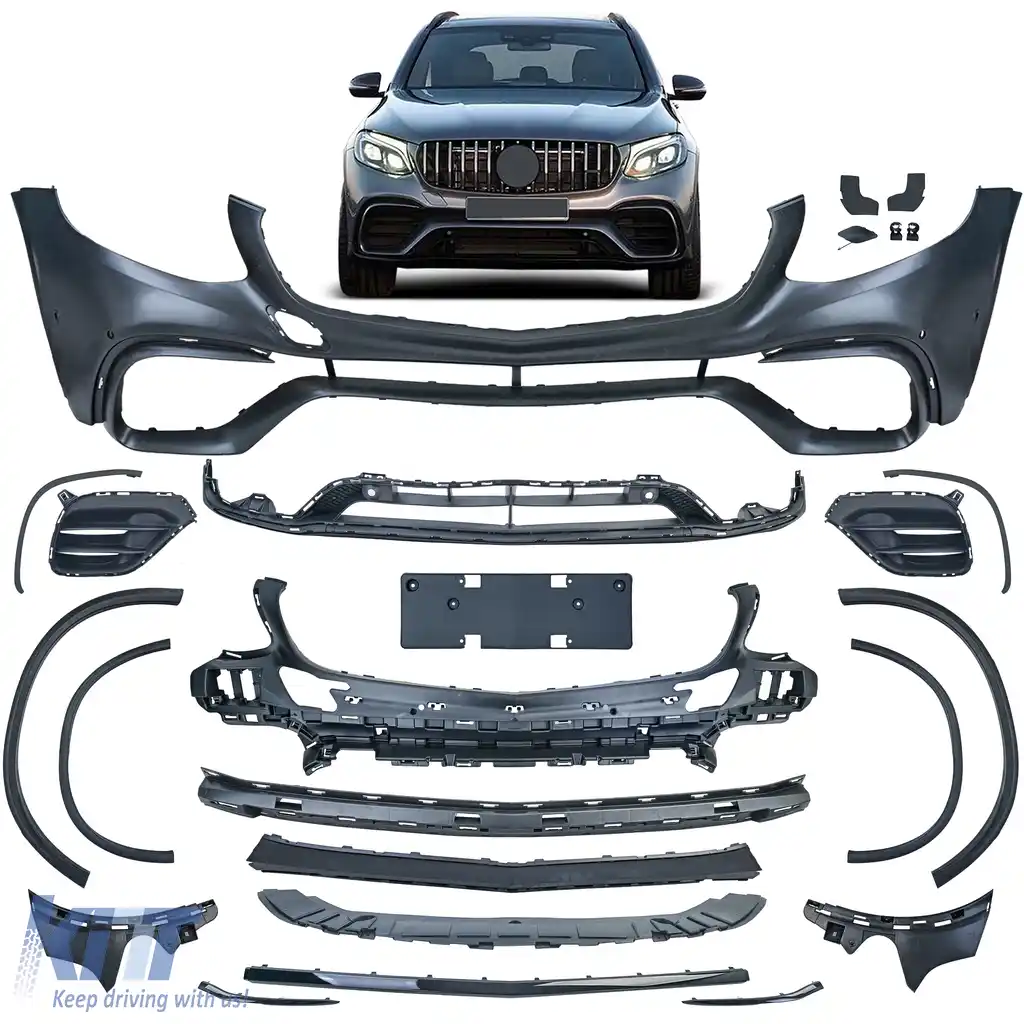 Bumper sport cu grilă + aripi extinse, potrivit pentru Mercedes GLC X253 C253