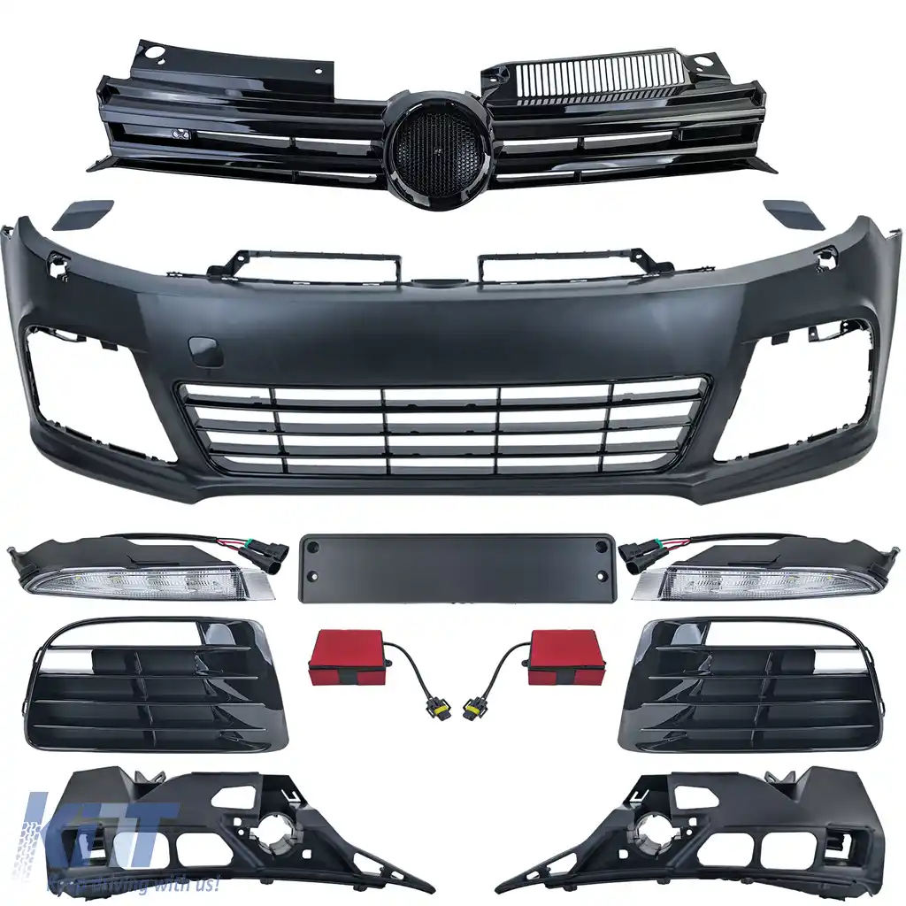 Bumper sport frontal R + lumini de zi + grilă radiator suitable for VW Golf 6 2008-2013