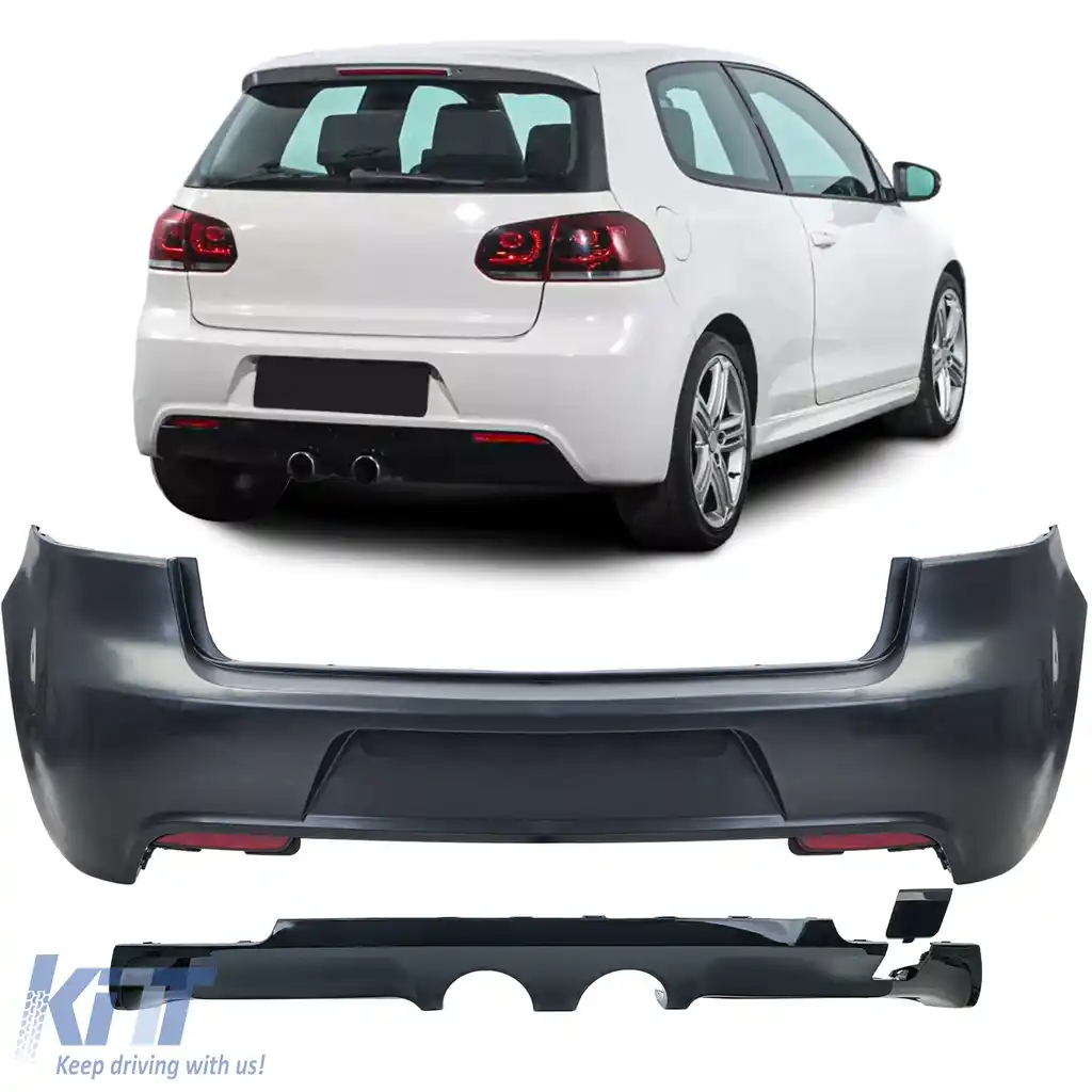 Bumper sportiv spate cu difuzor, potrivit pentru VW Golf 6 R20 2008-2013