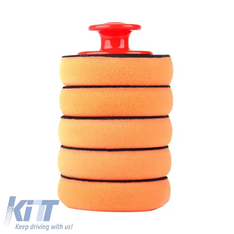 Bureți de polisat cu mâner 10cm Set de 6 bucăți culoare portocalie-image-6306200