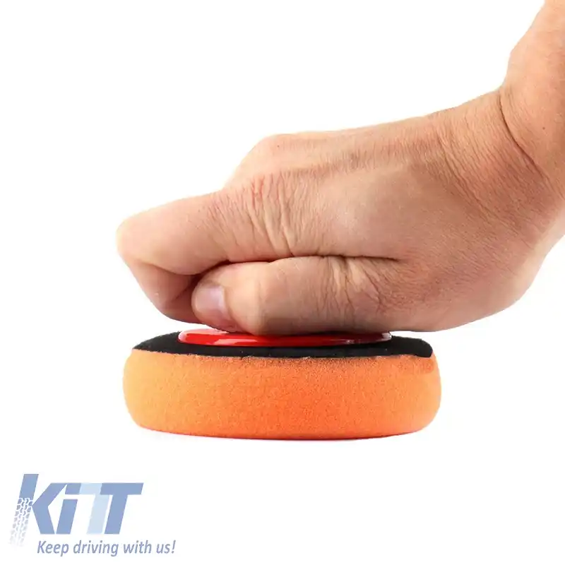 Bureți de polisat cu mâner 10cm Set de 6 bucăți culoare portocalie-image-6306201