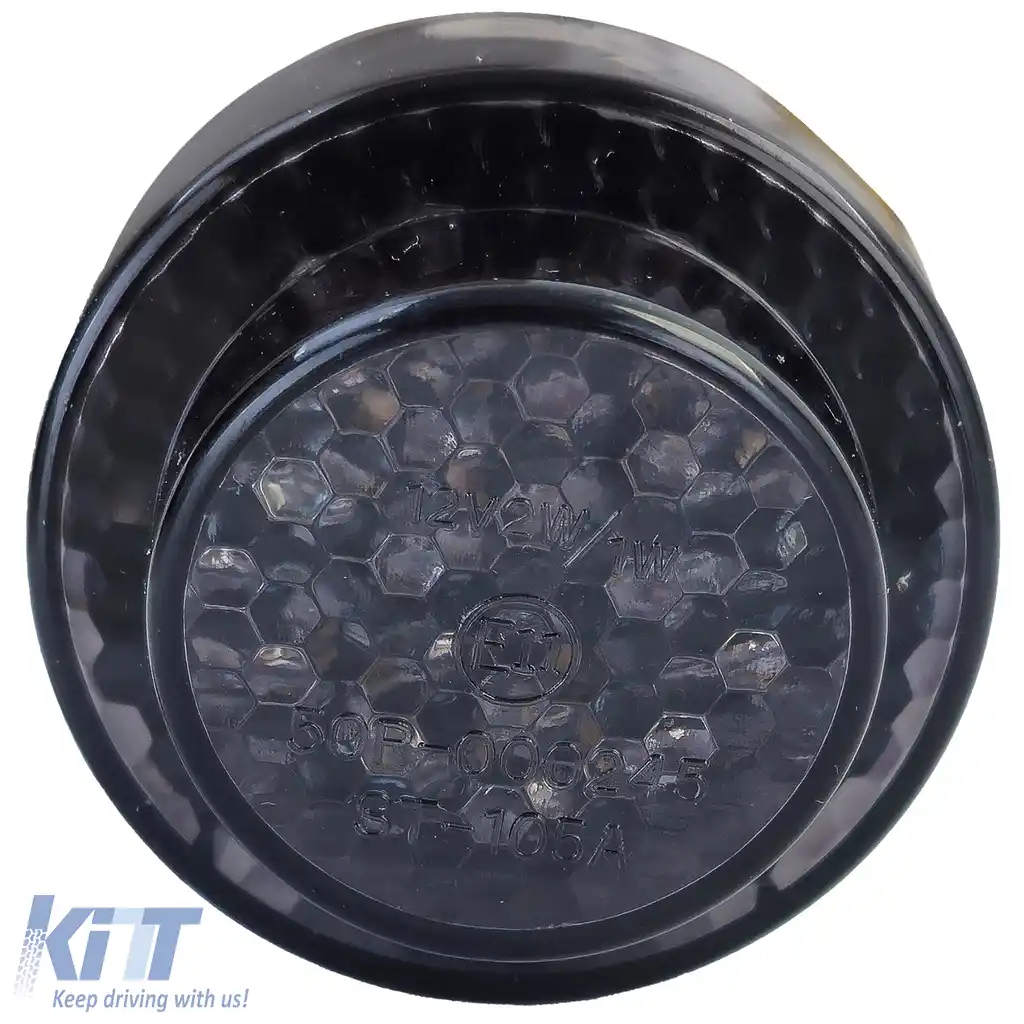 Buton LED pentru stop motocicletă universal personalizat negru fumuriu cu E-Mark