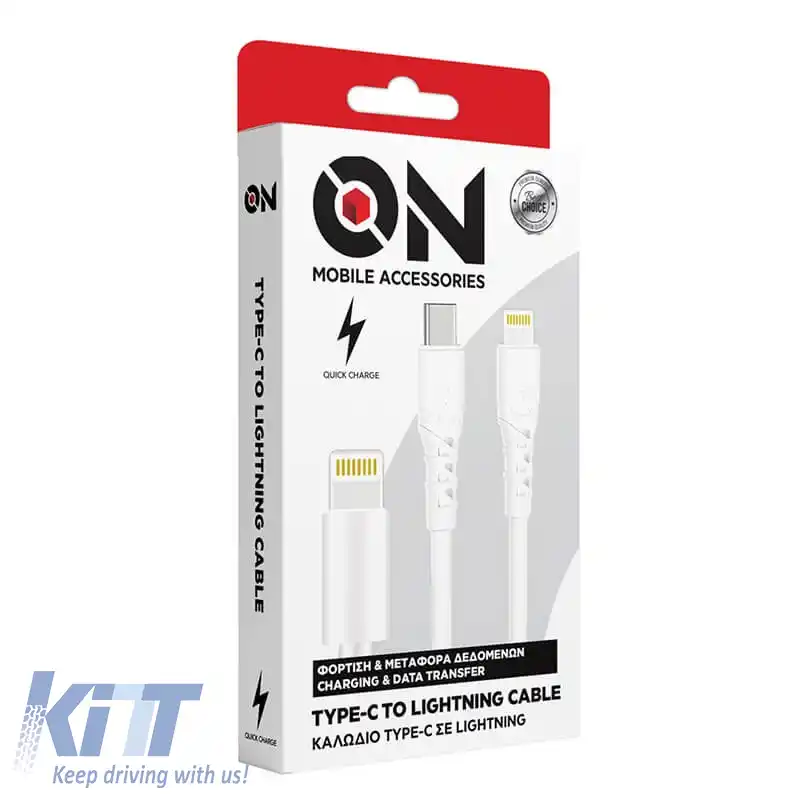 Cablu de Încărcare Tip-C la Lightning Alb 1m ON Accesorii Mobile 1 Bucată-image-6322261