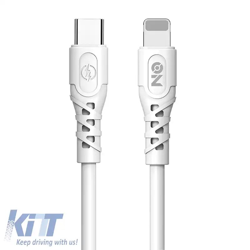 Cablu de Încărcare Tip-C la Lightning Alb 1m ON Accesorii Mobile 1 Bucată-image-6322764