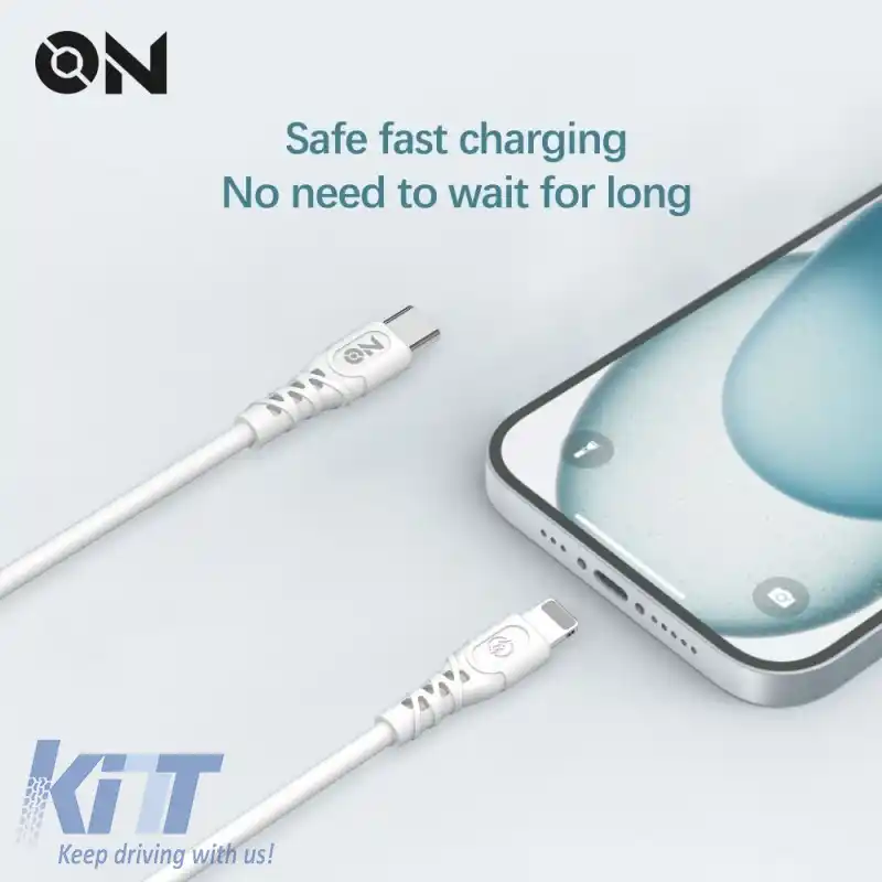 Cablu de Încărcare Tip-C la Lightning Alb 1m ON Accesorii Mobile 1 Bucată-image-6322765