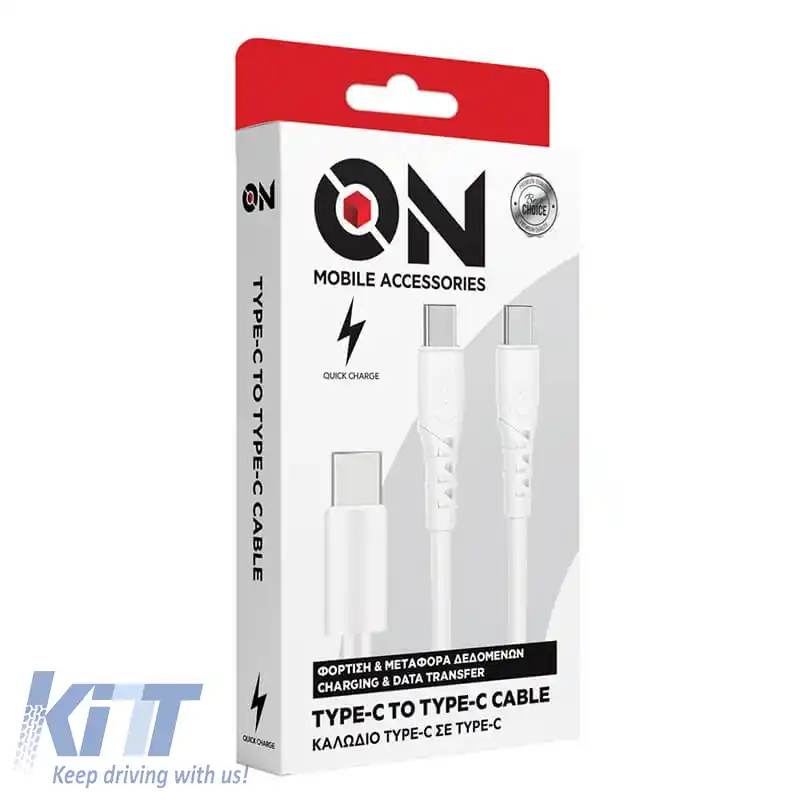Cablu de Încărcare Tip-C la Tip-C Alb 1m ON Accesorii Mobile 1 Bucată-image-6322773
