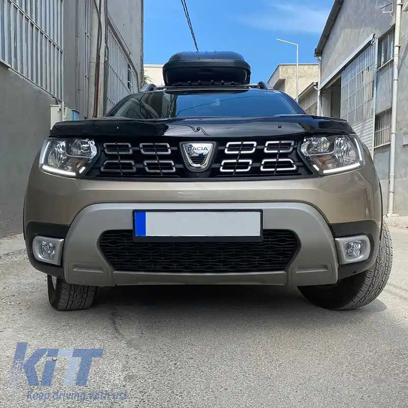Cadre pentru lămpile de ceață ale barei frontale potrivite pentru Dacia Duster 2018+ Culoare argintie 2 bucăți-image-6308181