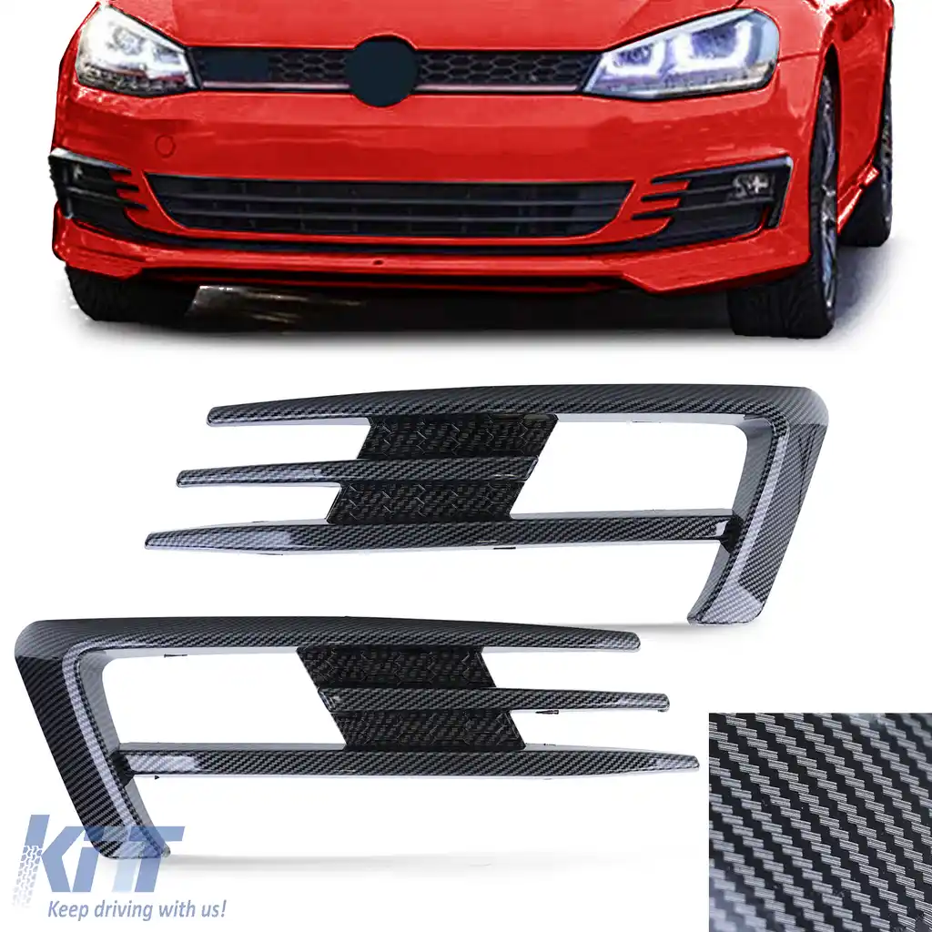 Cadru grilă pentru faruri de ceață stil GTI din carbon, potrivit pentru VW Golf 7 12-17