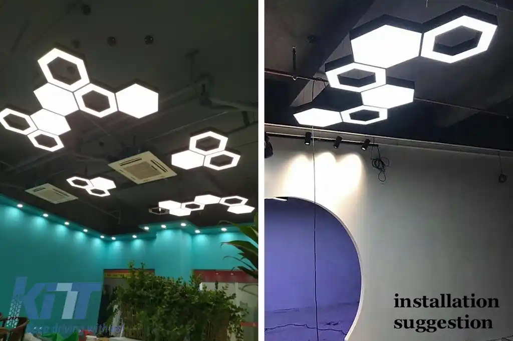 Candelabru Sistem de Iluminare Plafon Hexagon HoneyComb 6500K Diametru 60cm Reglabil-image-6114631