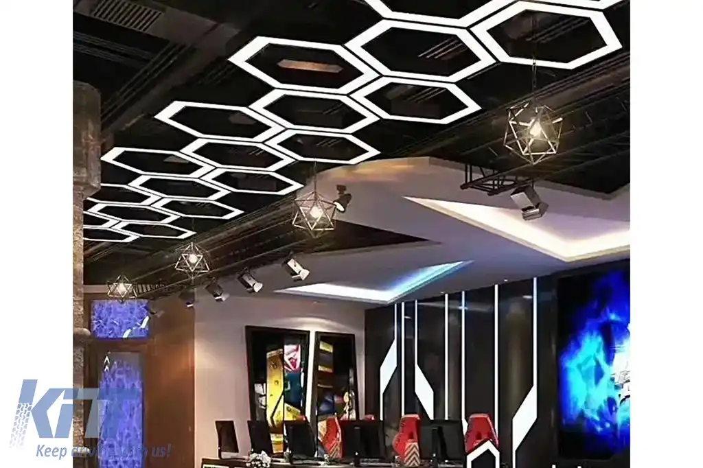 Candelabru Sistem de Iluminare Plafon Hexagon HoneyComb 6500K Diametru 60cm-image-6114628