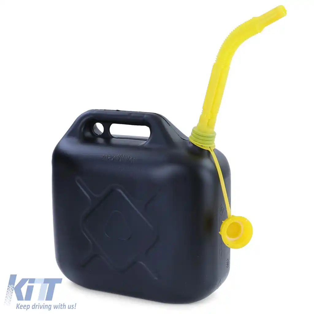 Canistră plastic pentru rezervă de motorină și benzină de 10L, aprobată UN, neagră și galbenă-image-6264263