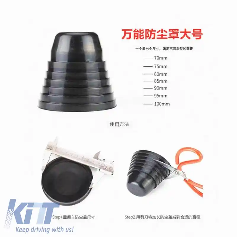 Capac de cauciuc pentru faruri multisize potrivit pentru dimensiuni: 70mm, 75mm, 80mm, 85mm, 90mm, 95mm și 100mm (Înălțime: 100mm) 1 buc.-image-6313811