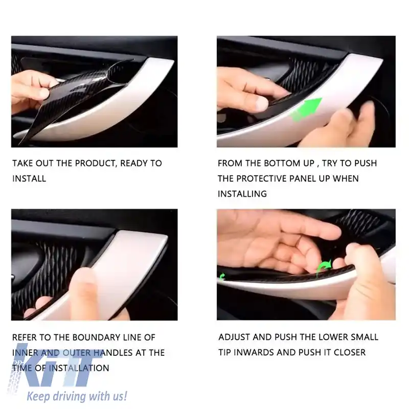 Capac de mână pentru ușă (în interiorul mașinii) potrivit pentru Bmw 3 F30 / F31 11-18 Ușa din față stângă și din spate 1 bucată Negru-image-6306286