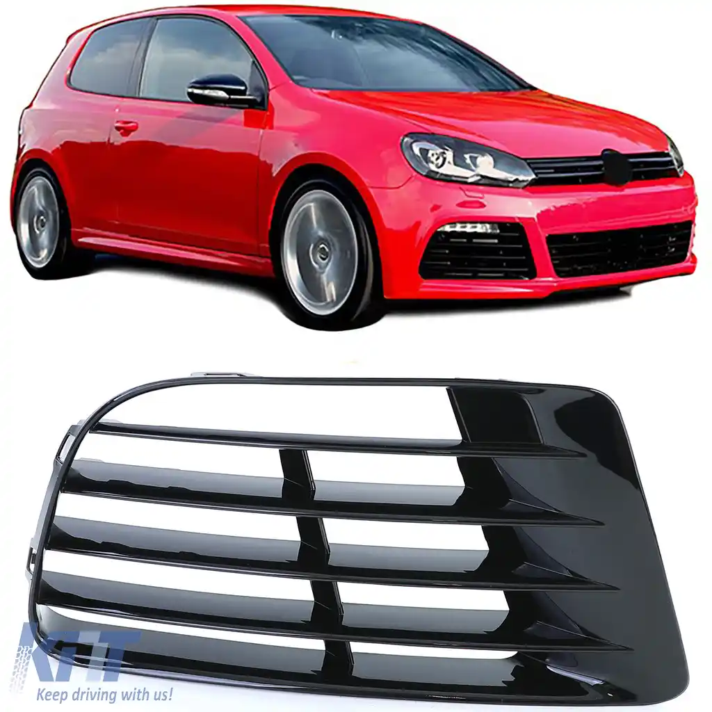 Capac grilaj de ventilație negru, potrivit pentru bara R20 dreapta, pentru VW Golf 6 5K1 09-13
