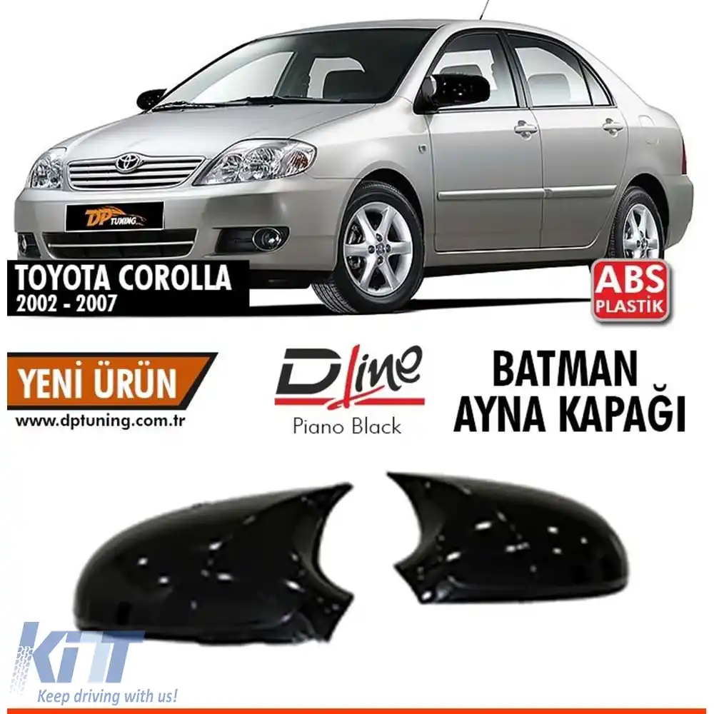 image-17-Capac oglindă Batman Corolla E120 fără semnal Capac oglindă negru lucios / 2002 - 2006
