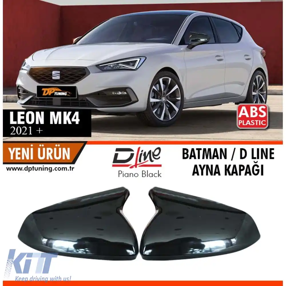image-2-Capac oglindă Batman pentru Leon Mk4 în negru lucios / 2021 -