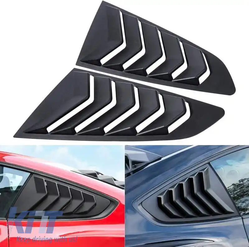 Capac pentru geamul lateral din spate potrivit pentru Ford Mustang MK6 2015+ Culoare Neagră 2 Piese-image-6318030