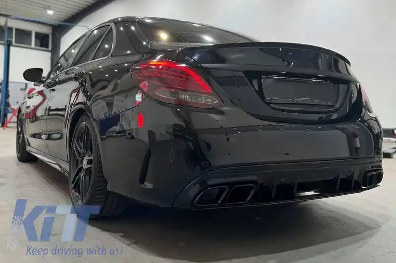 Capace de eșapament potrivite pentru Mercedes-Benz C-Class W205 / E-Class W213 / S-Class W222 / GLE C292 / GLE W166 / GLC W253 A Design Look Black Edition 2 buc.-image-6324566