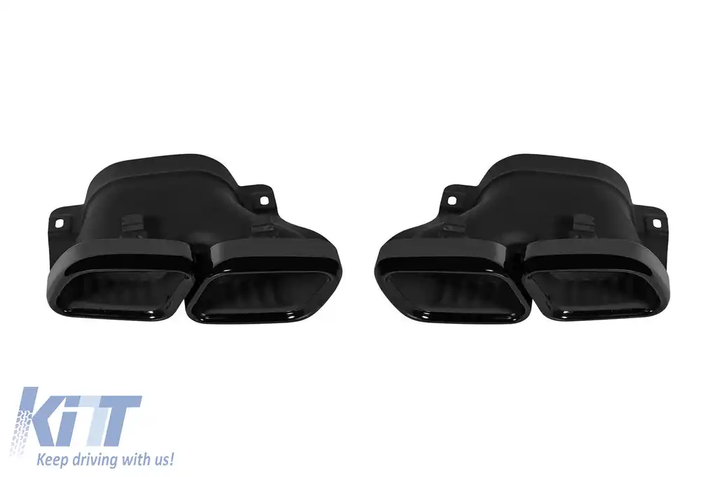 Capace de evacuare AMG negre tip C63 potrivite pentru Mercedes Clasa C W205, C205, S205, A205, SL R232, GLC SUV X253, GLC Coupe C253, dupa 2019, Clasa C W206/S206 dupa 2021