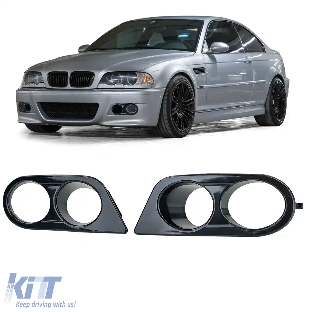 image-39-Capace de faruri de ceata pentru bara fata negru lucios, potrivite pentru BMW Seria 3 E46 98-07