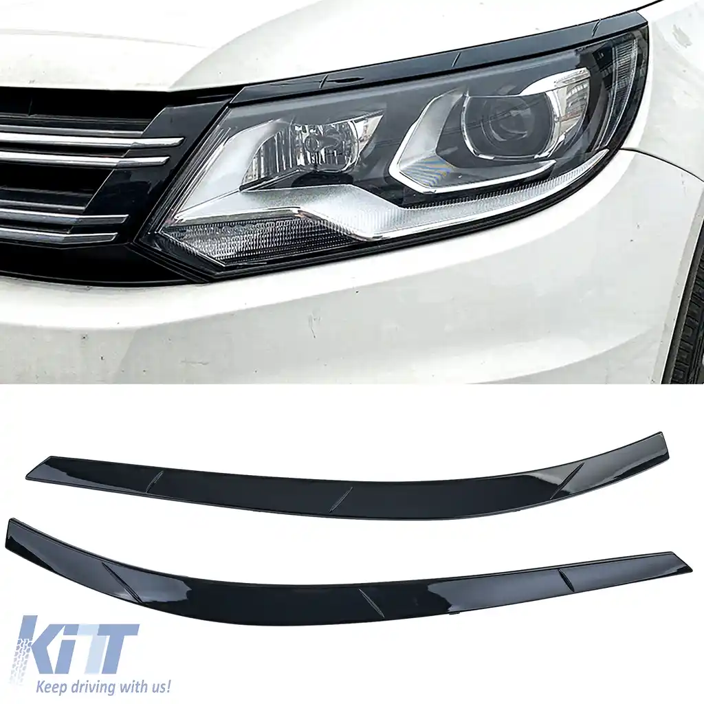 Capace de faruri lucioase negre, potrivite pentru VW Tiguan I 5N Facelift 2011-2016