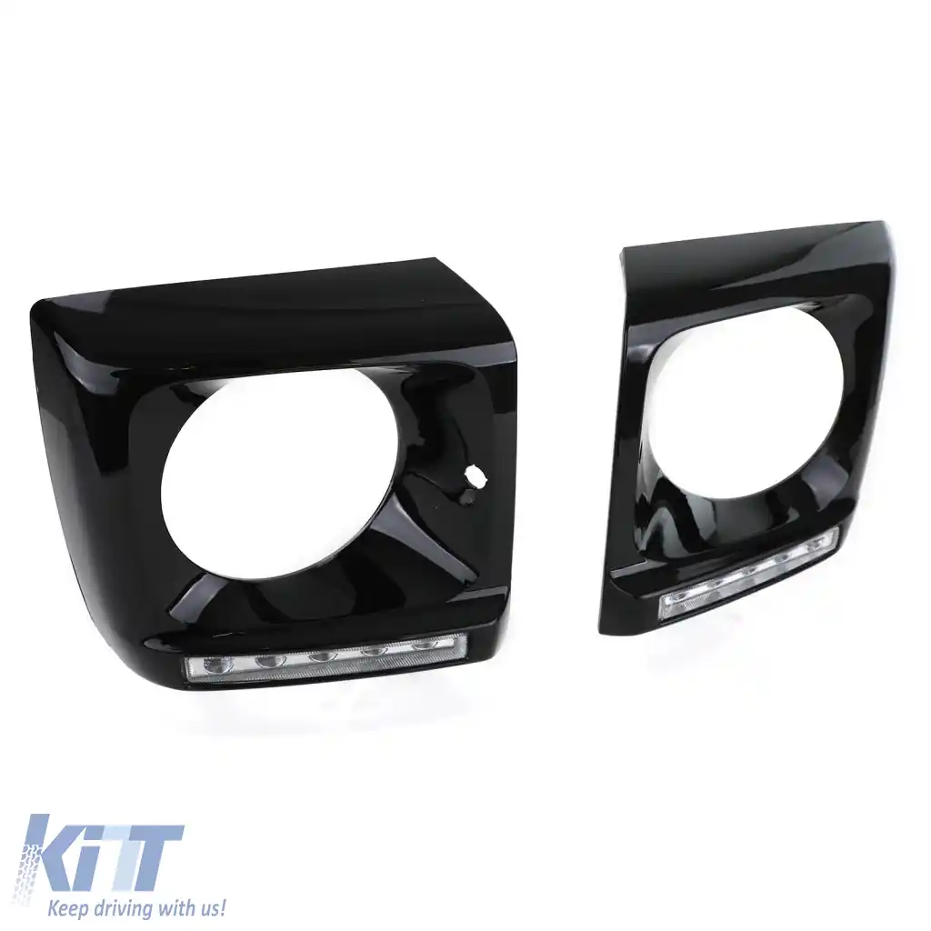 Capace de faruri negru lucios cu lumini de zi LED, potrivite pentru Mercedes G W463-image-6277892
