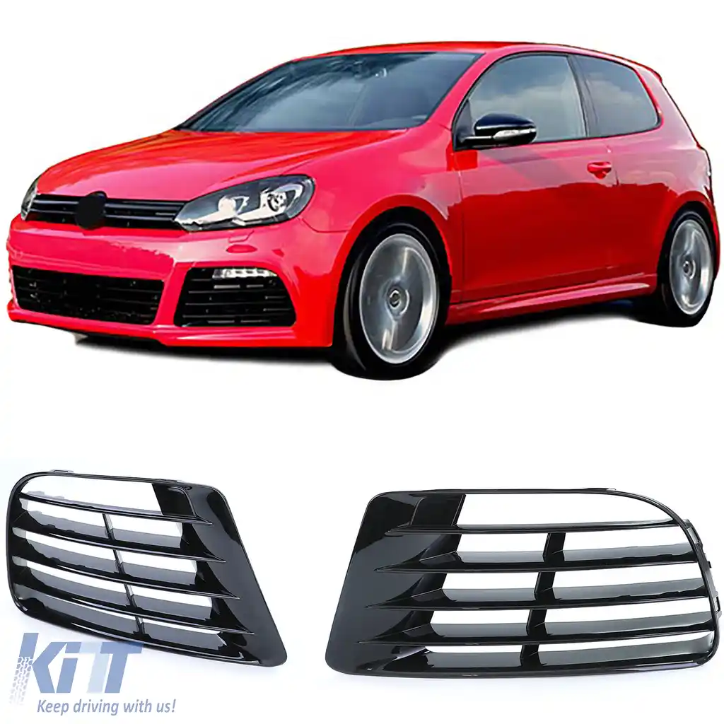 Capace de grilaj de ventilație negre pentru perechea de bara R20 pentru VW Golf 6 5K1 09-13