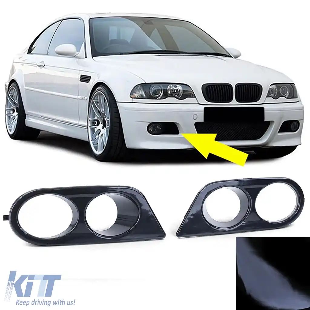 Capace de proiectoare de ceață pentru bara de protecție, negru lucios, potrivite pentru BMW Seria 3 E46
