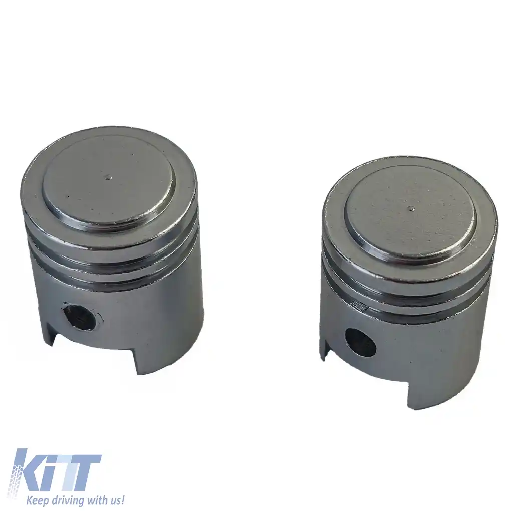 Capace de supapă din aluminiu argintii stil piston universale pentru mașină motocicletă quad 2 bucăți