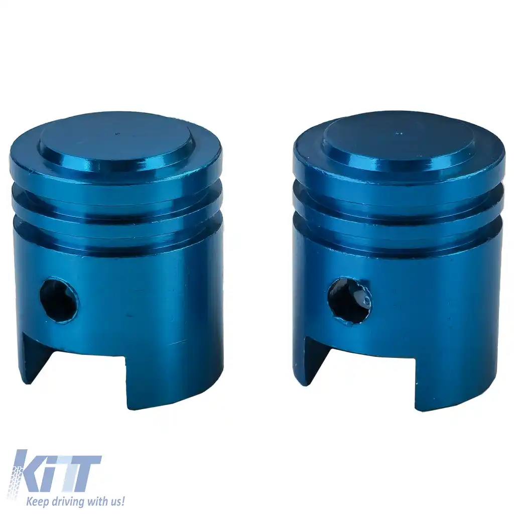 Capace de supapă din aluminiu stil piston albastru universale pentru mașină motocicletă quad 2 bucăți