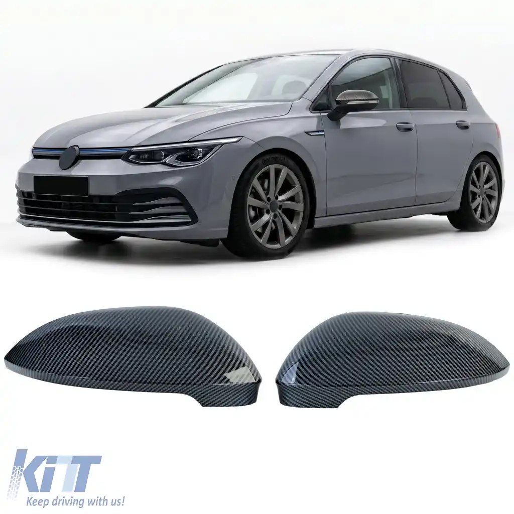 Capace oglinzi aspect carbon pentru înlocuire, potrivite pentru VW Golf 8 2020-2023