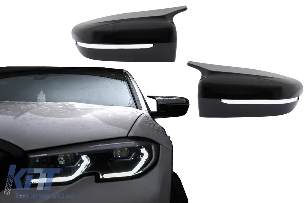 Capace oglinzi compatibil cu BMW 3 Series G20 G21 G28 (2017-up) M Sport Design Negru Lucios LHD-image-6113975