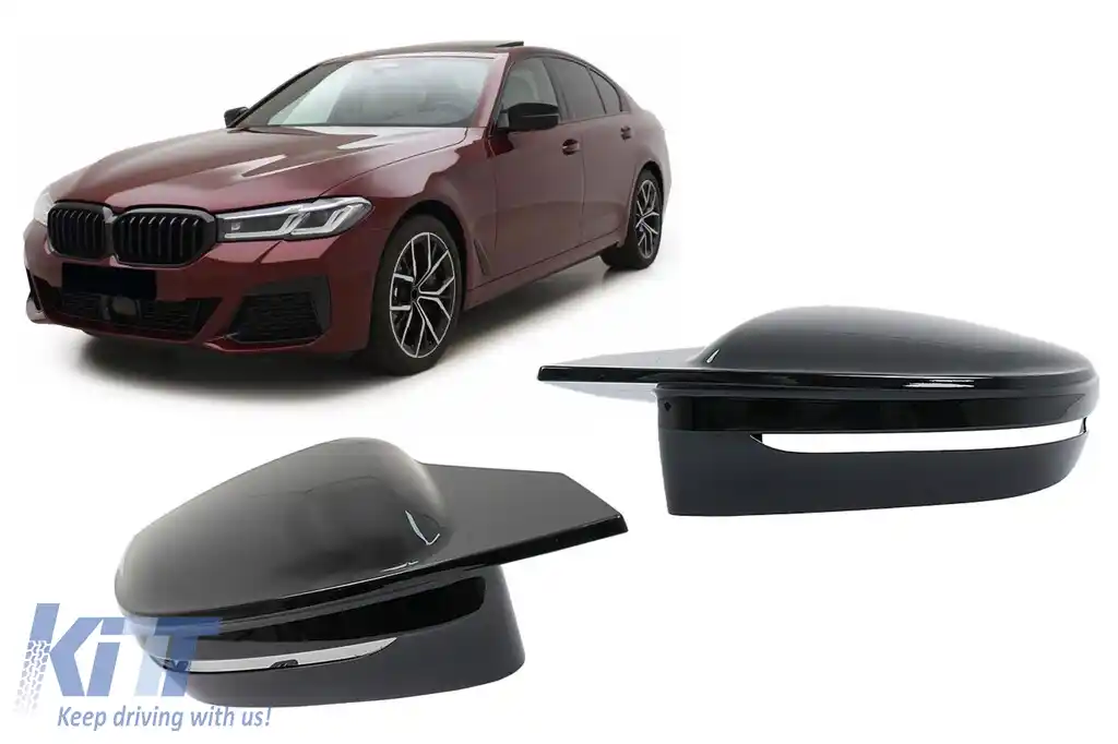 Capace oglinzi compatibil cu BMW Seria 5 G30 G31 G38 (2017-up) Seria 6 G32 (2017-up) Seria 7 G11 G12 (2015-up) Seria 8 G14 G15 (2017-up) M Sport Design Negru Lucios