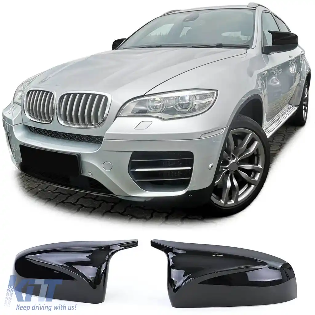 Capace oglinzi de schimb aspect sport lucios negru, potrivite pentru BMW X5 E70 X6 E71
