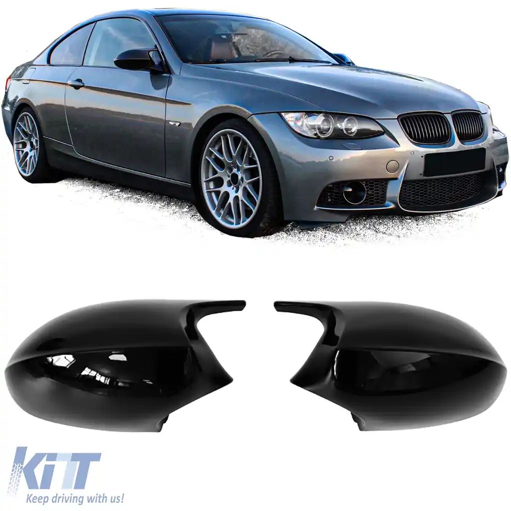 Capace oglinzi de schimb negru lucios potrivite pentru Seria 3 BMW E92 E93 pre-facelift