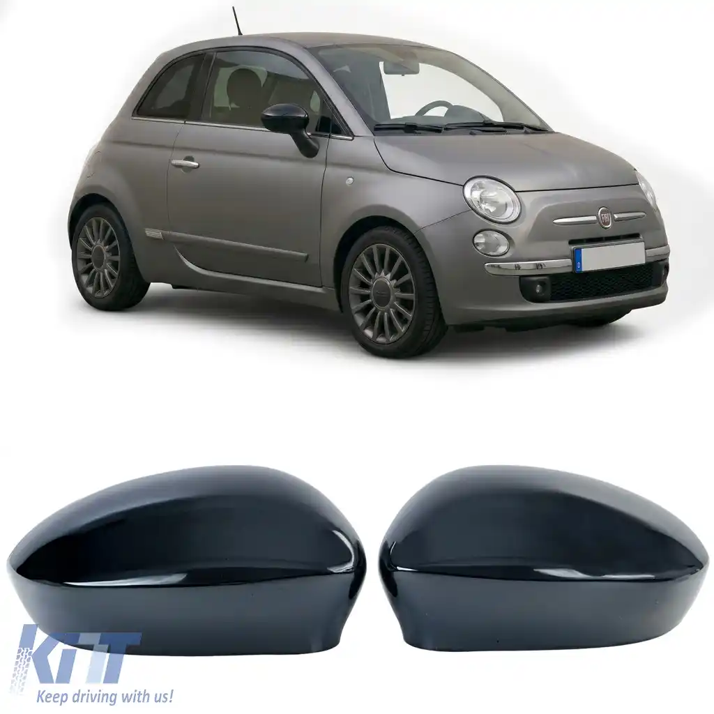 Capace oglinzi negru lucios pentru înlocuire, potrivite pentru Fiat 500 2007-2020