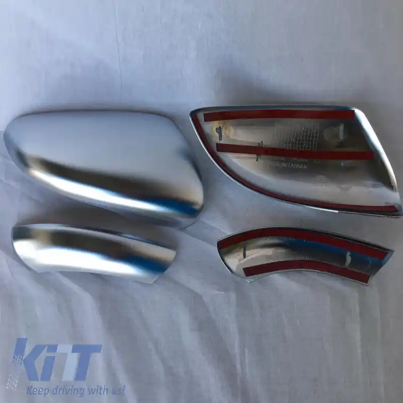 Capace oglinzi potrivite pentru VW Golf VI (6) 08-12, Touran 10-15 Set din Aluminiu Periat, Sus-Jos, 4 Piese-image-6301077