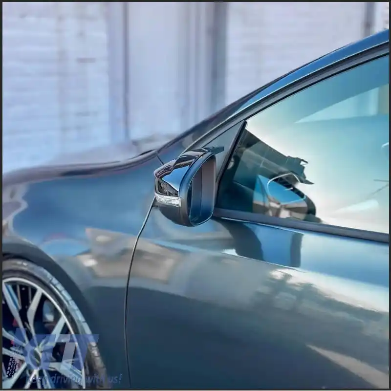 Capace oglinzi potrivite pentru VW Golf VI (6) 08-12, Touran 10-15 R Look Clip On Negru Lucios 2 Piese-image-6324153