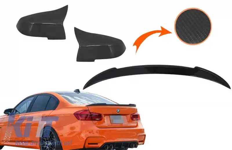 Capace oglinzi si Eleron Portbagaj compatibil cu BMW Seria 3 F30 (2011-2018) M4 Design Real Carbon