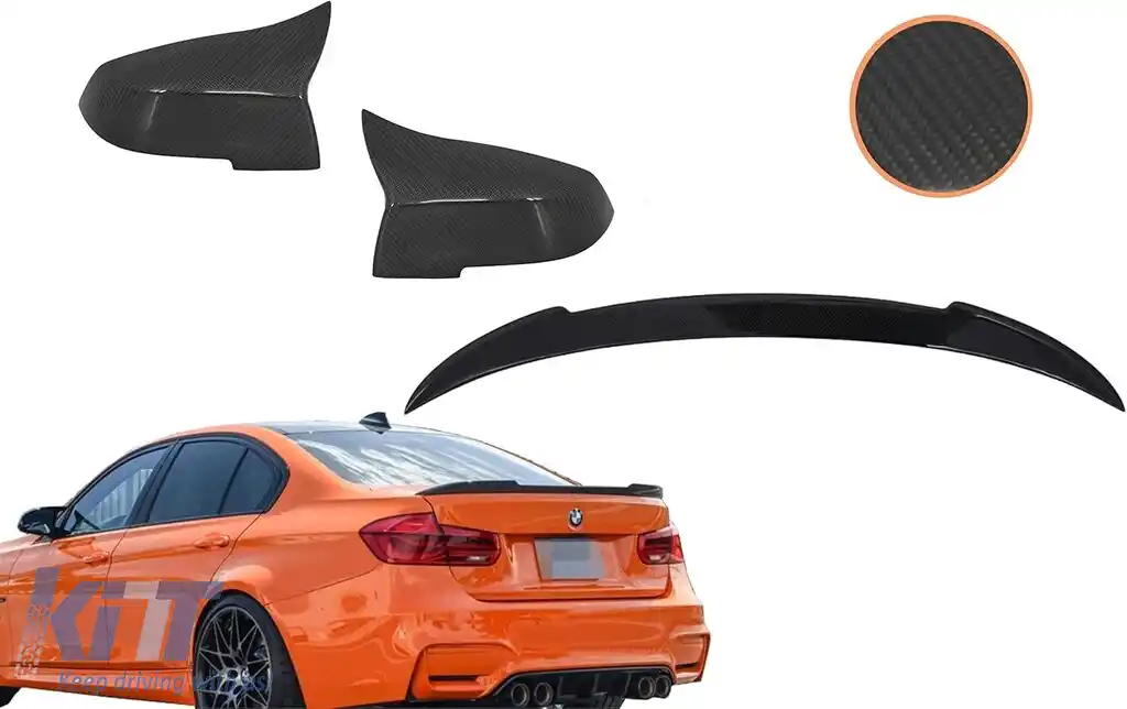 Capace oglinzi si Eleron Portbagaj compatibil cu BMW Seria 3 F30 (2011-2018) M4 Design Real Carbon-image-6109991