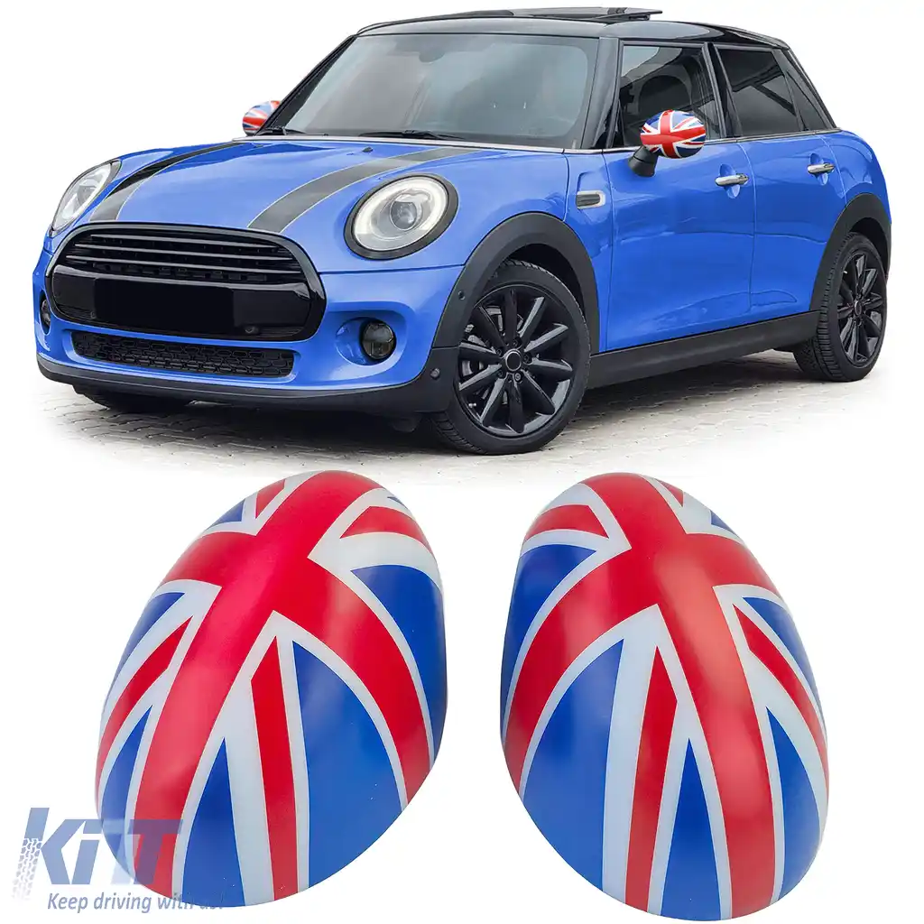 Capace oglinzi Union Jack alb albastru roșu potrivite pentru Mini F54 F55 F56 F57 13-18