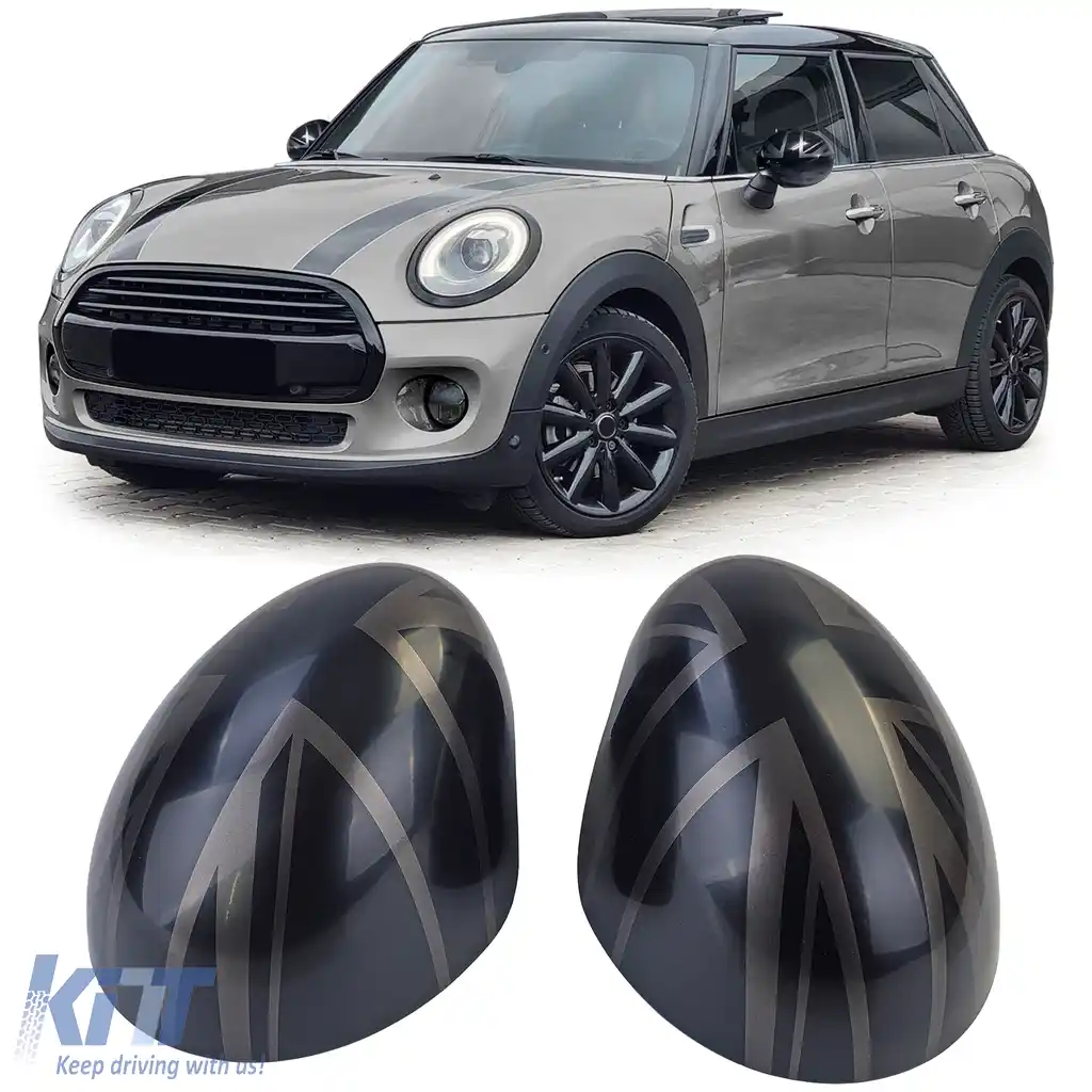 Capace oglinzi Union Jack negre potrivite pentru Mini F54 F55 F56 F57 13-18