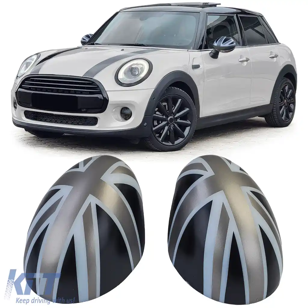 Capace oglinzi Union Jack negru gri potrivite pentru Mini F54 F55 F56 F57 13-18